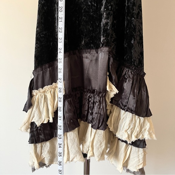 Free People Merries Crushed Velvet Tiered Dress Black Ruffle Racerback Tank Sz S - Picture 8 of 16